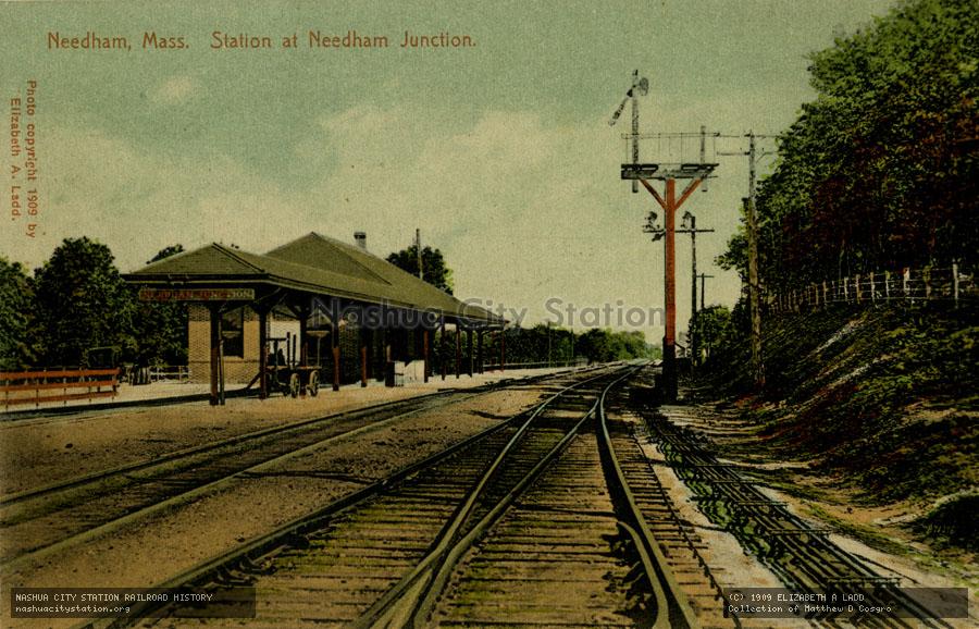 Postcard: Needham, Massachusetts. Station at Needham Junction